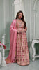 Peach Pink Woven Anarkali with Contrasting Silk Dupatta