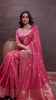 Vibrant Pink Zari Banarasi Silk Saree with Embroidered Stitched Blouse