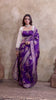 Purple Banarasi Silk Saree with Multicolor Floral Weaves
