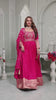 Dark Pink Chinon/Daman Gazi Anarkali Gown with Hand Embroidery