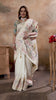 Off White Dola Silk Saree with Multicolor Blouse