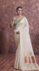 Off-White Tissue Saree And Work Blouse with Traditional Pallu Art