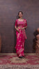 Regal Dark Pink Zari Woven Silk Saree with Stitched Designer Blouse.
