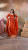 Rust Silk Anarkali Gown with Gujarati Motif Embroidery