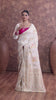 off-white Banarasi Silk Saree with Multicolor Floral Weaves