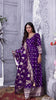 Royal Purple Silk Anarkali Gown with Zari Weave and Butta Work