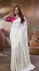 Off-White Chinon Saree with Pink Blouse