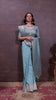 Vibrant Dusty blue Zari Banarasi Silk Saree with Embroidered Stitched Blouse