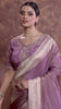 Zari Elegance in Lavender Tissue Saree With Work Blouse.