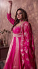 Pink & Beige Striped Gown with Embroidered Dupatta
