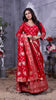 Red Silk Anarkali Gown with Zari Weave and Butta Work