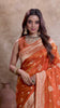 Rust Tissue Saree with Hand Embroidered Border