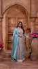 Blue Woven Anarkali with Contrasting Silk Dupatta